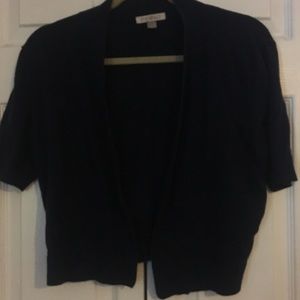 Cropped, Short Sleeve Navy Cardigan